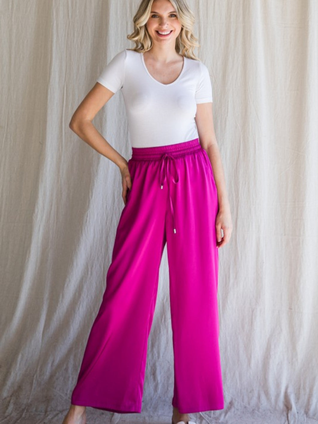 Magenta Wide Leg Pants