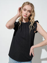 Load image into Gallery viewer, Ruffle Neck Ribbed Top
