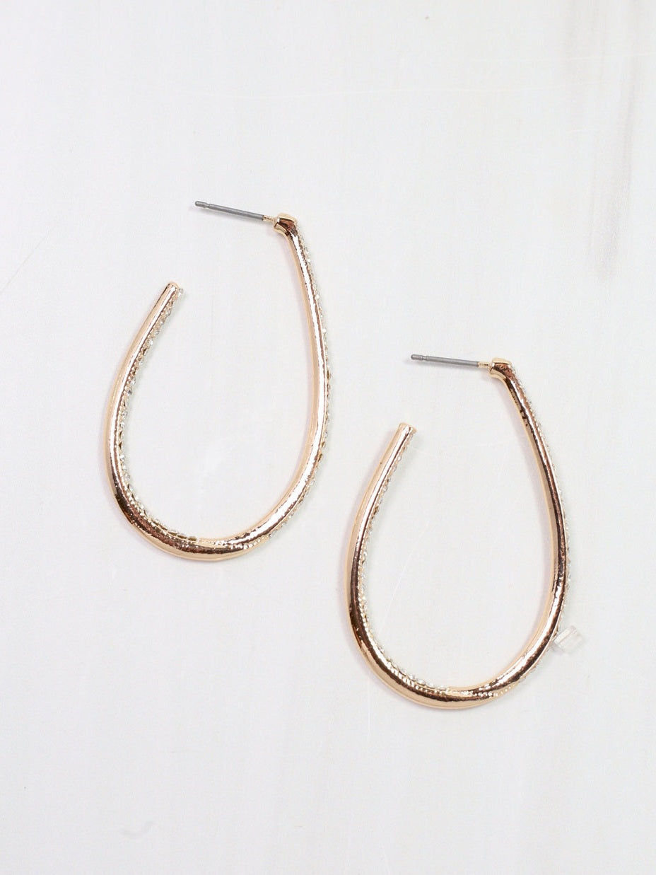 Crystal Oval Hoop Earrings