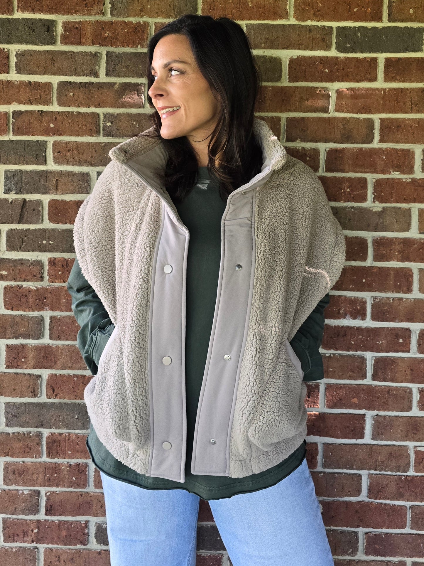 Oversized Micro Sherpa Vest