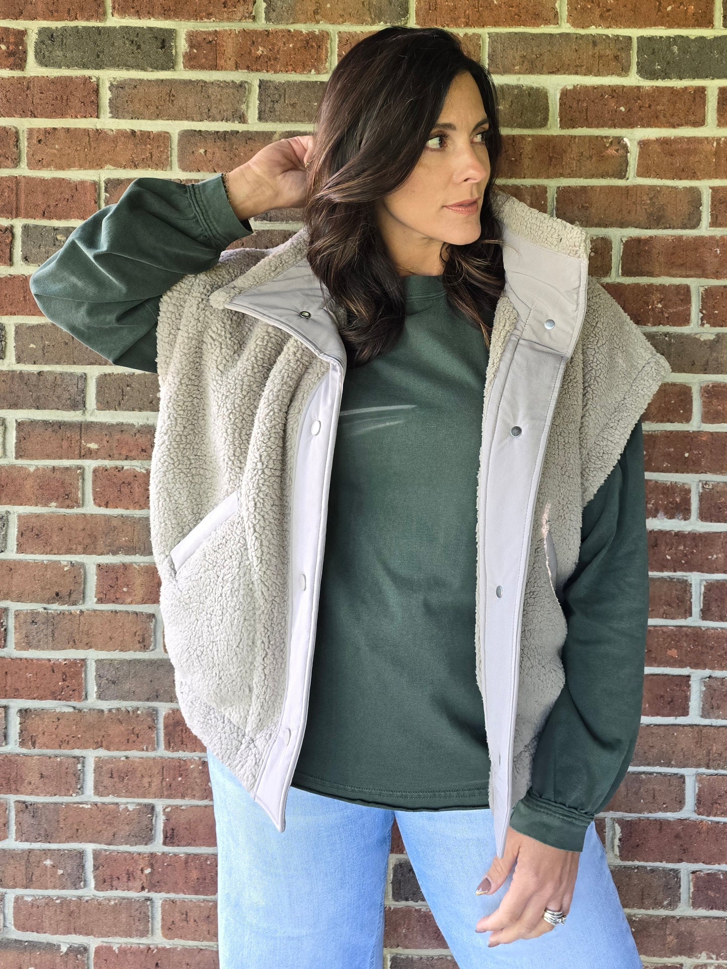 Oversized Micro Sherpa Vest