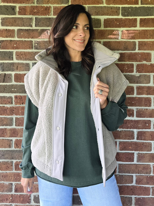 Oversized Micro Sherpa Vest