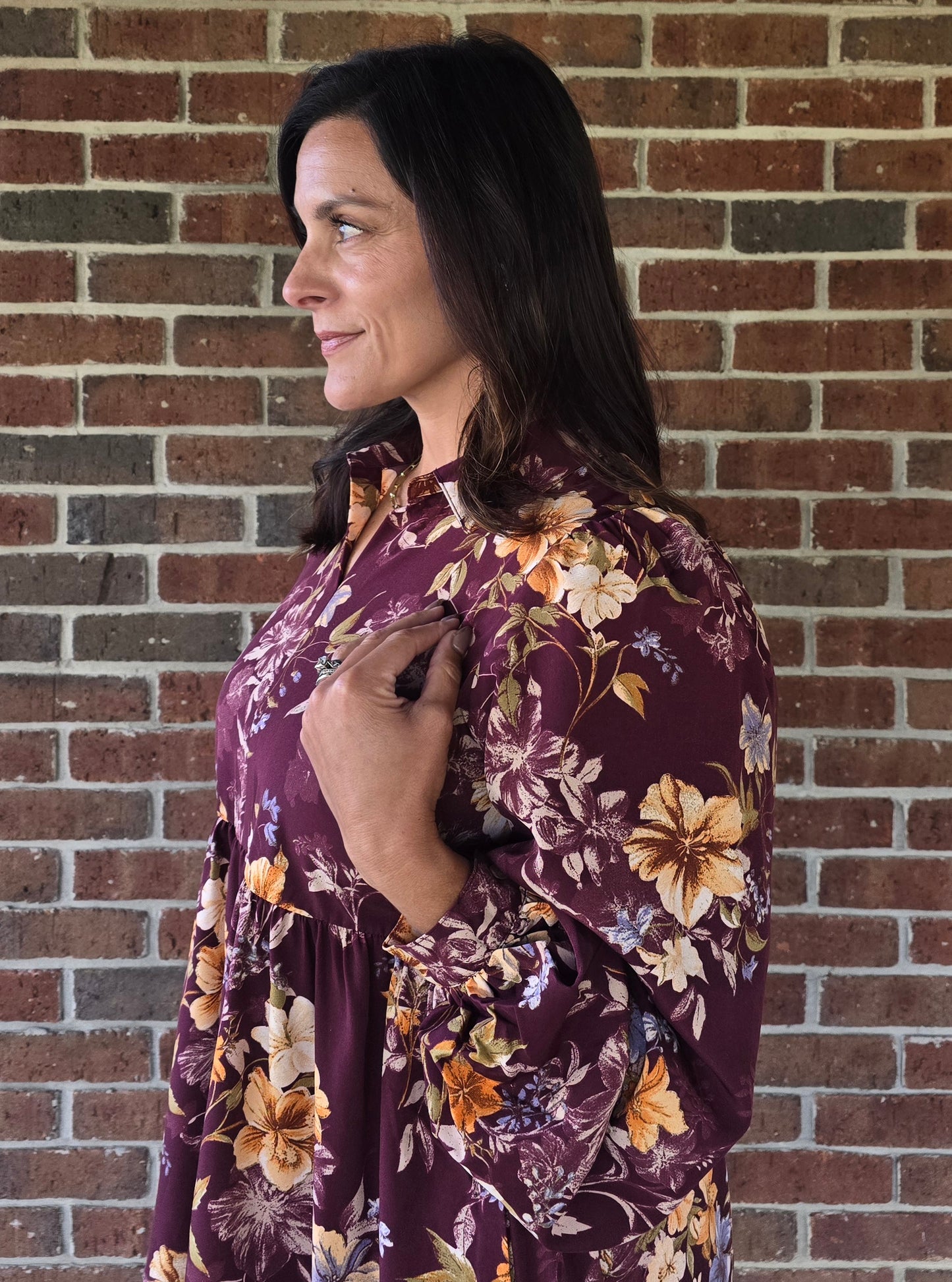 Floral Balloon Sleeve Dress