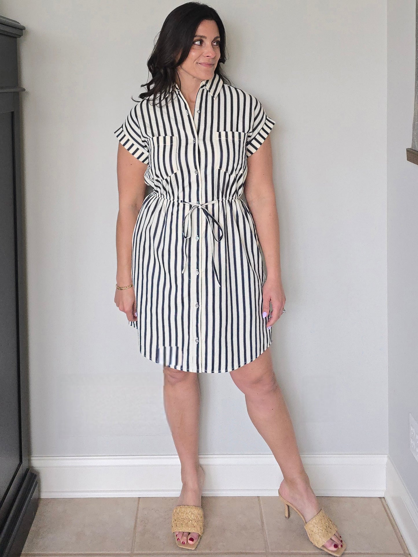 Navy Stripe Shirt Dress