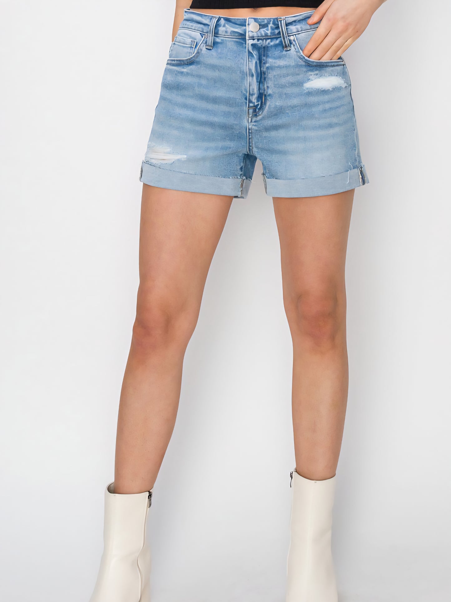 High Rise Cuffed Shorts