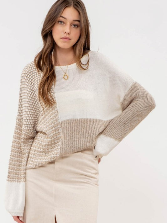 Tie Back Color Block Sweater