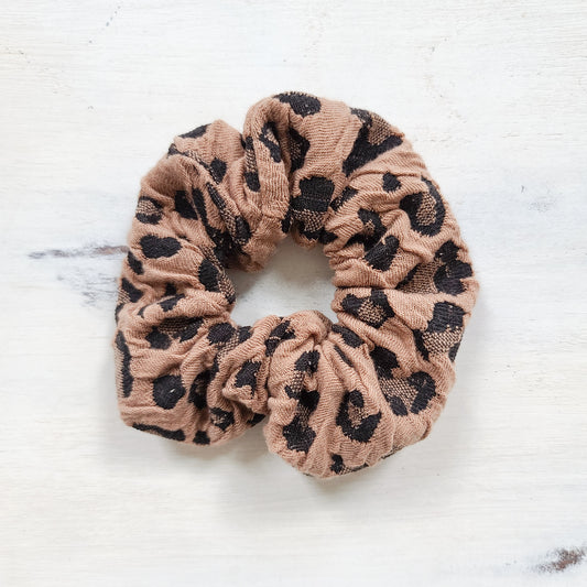 Camel Leopard Scrunchie