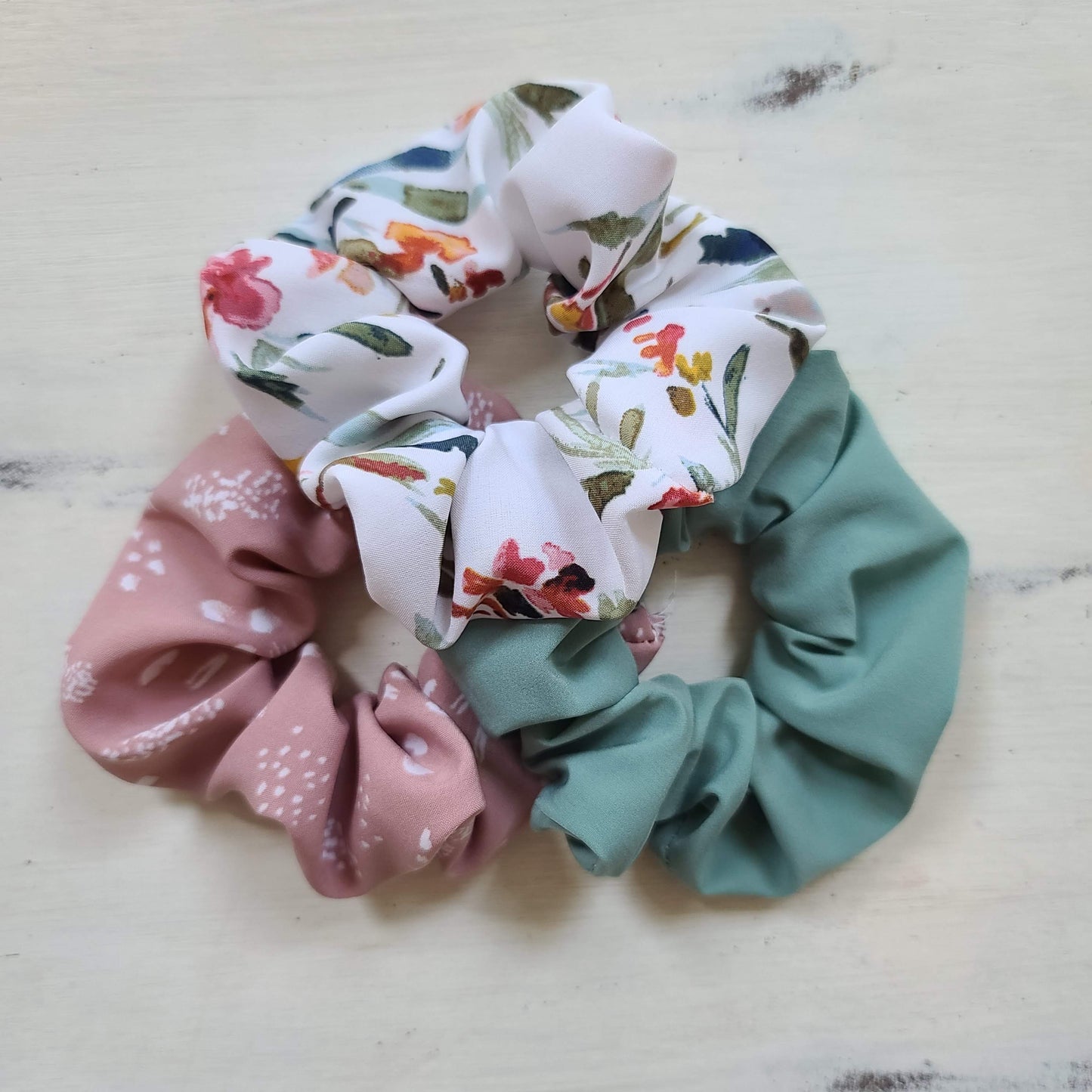 White Floral Scrunchie