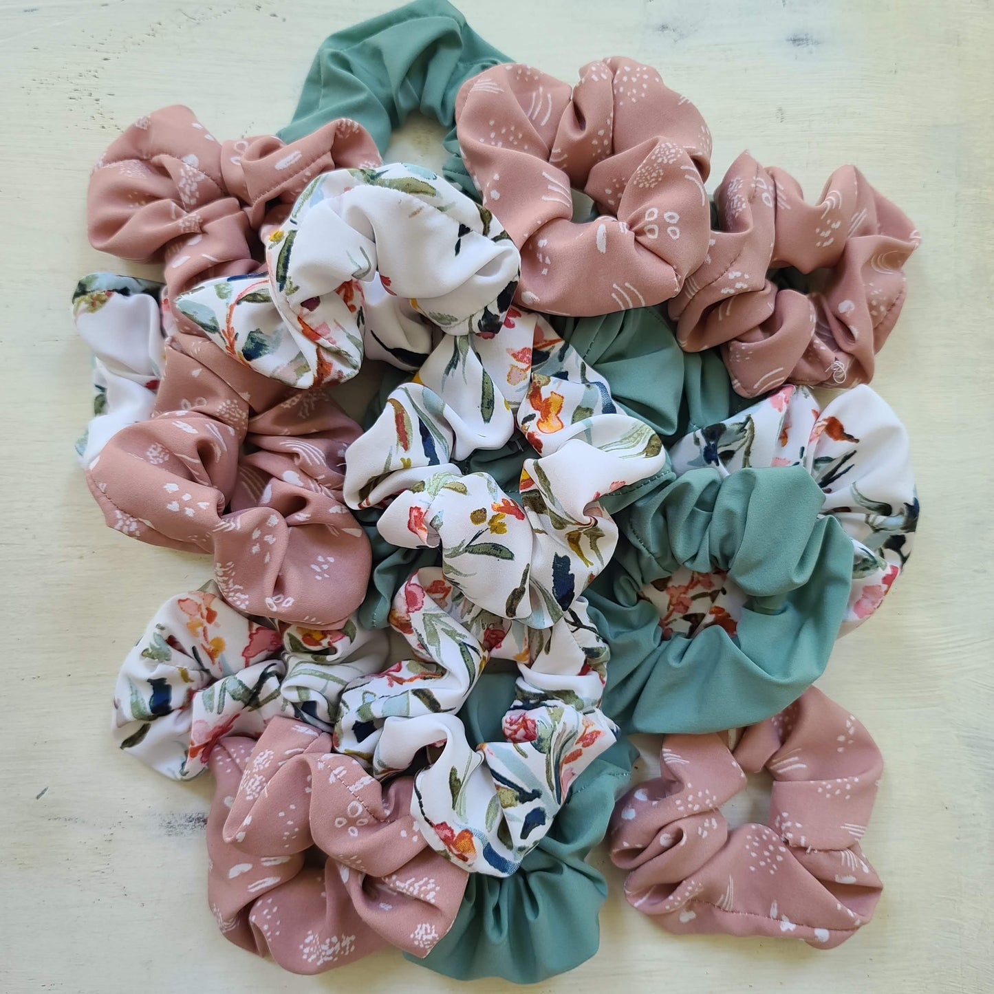 White Floral Scrunchie