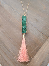 Load image into Gallery viewer, Druzy Bar and Tassel Necklace
