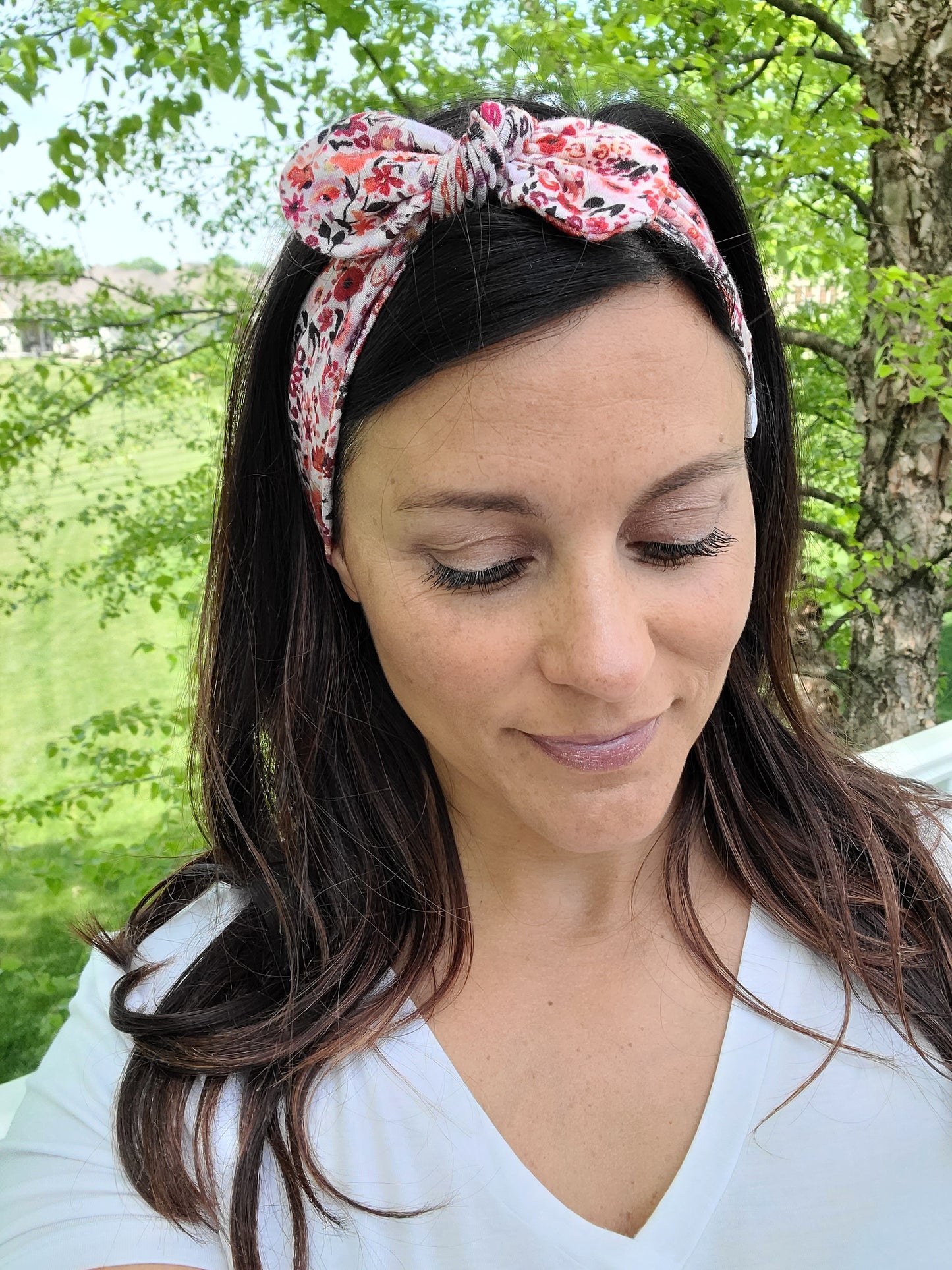 Red Floral Top Knot