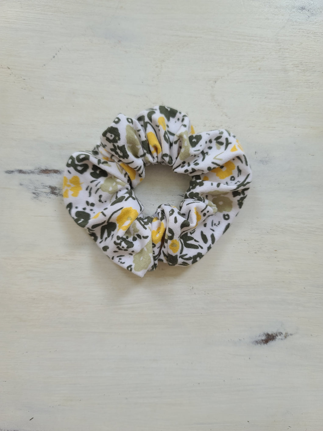 Green & Yellow Floral Scrunchie