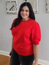 Load image into Gallery viewer, Puff Sleeve Red Sweater
