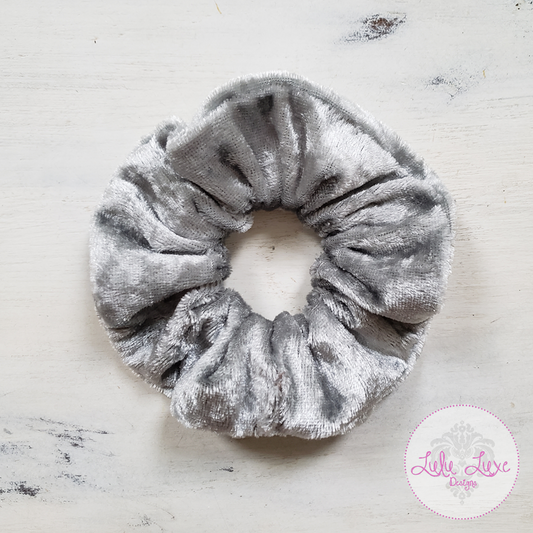 Grey Velvet Scrunchie