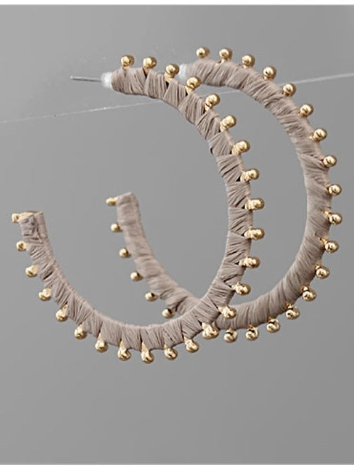 Raffia Studded Hoops