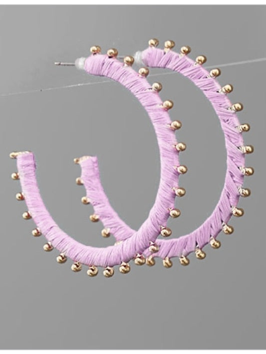 Raffia Studded Hoops