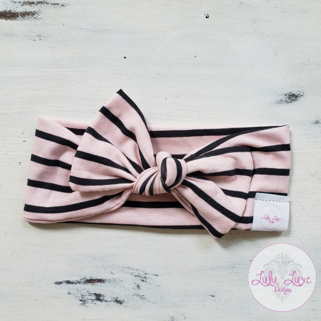 Pink and Black Stripe Top Knot