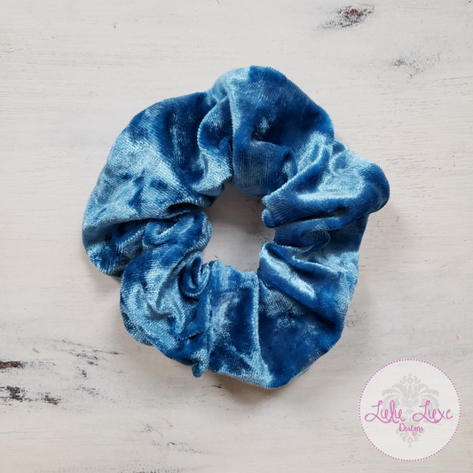 Ocean Blue Velvet Scrunchie