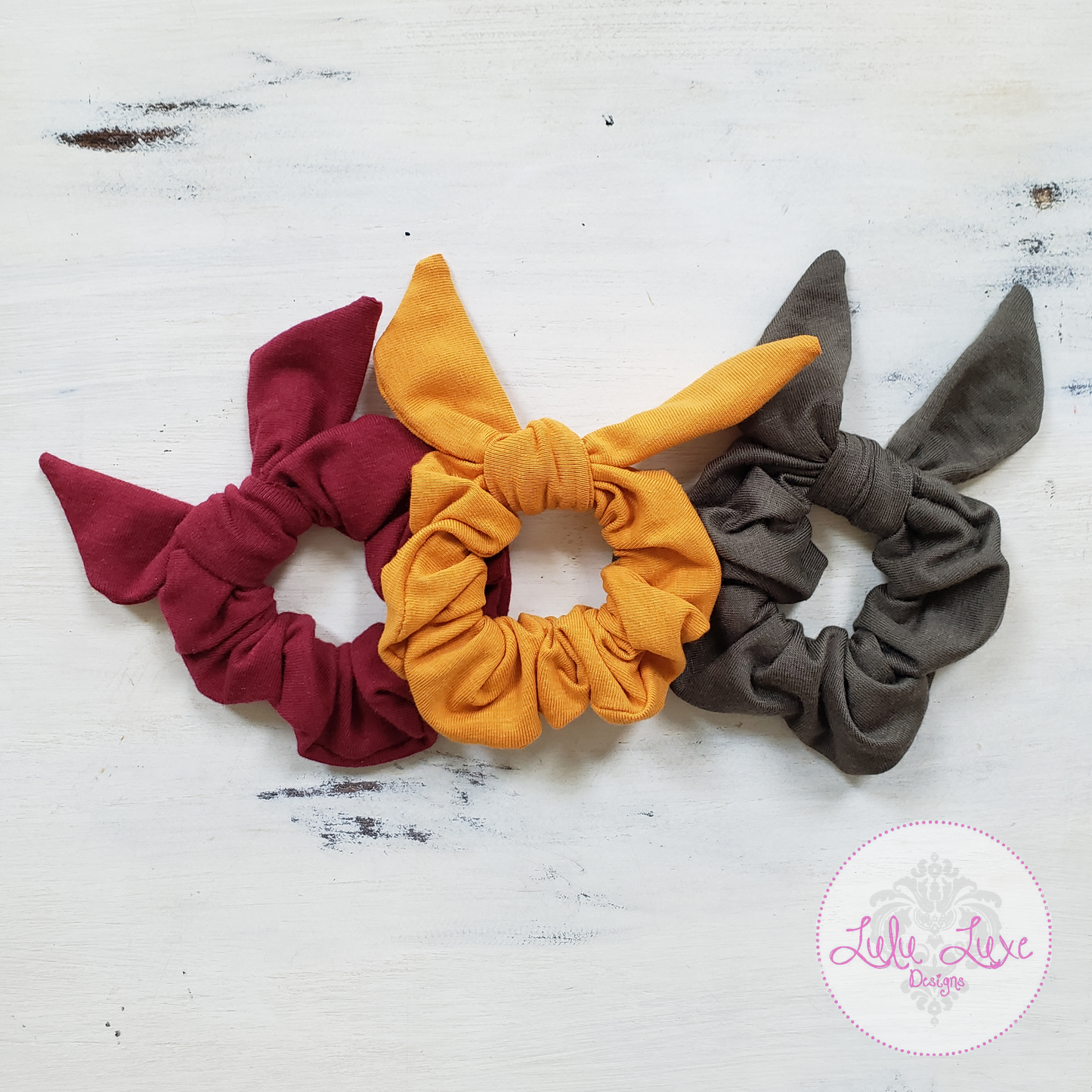 Mustard Jersey Bow Scrunchie