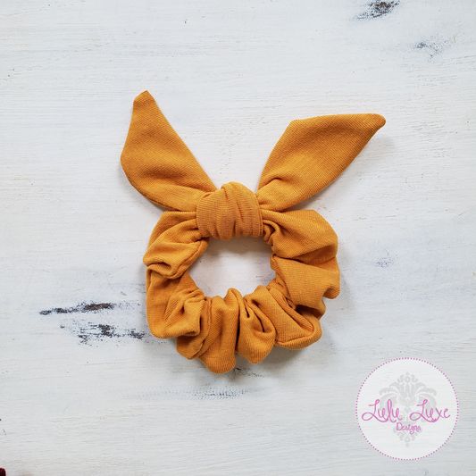 Mustard Jersey Bow Scrunchie