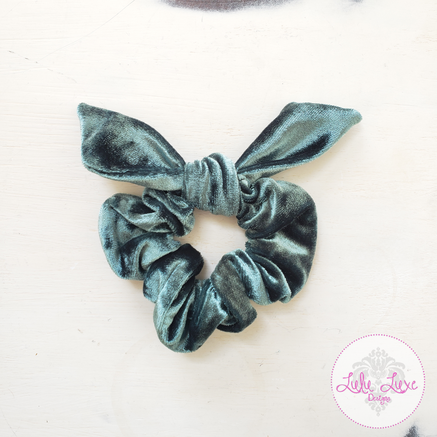 Hunter Green Velvet Bow Scrunchie